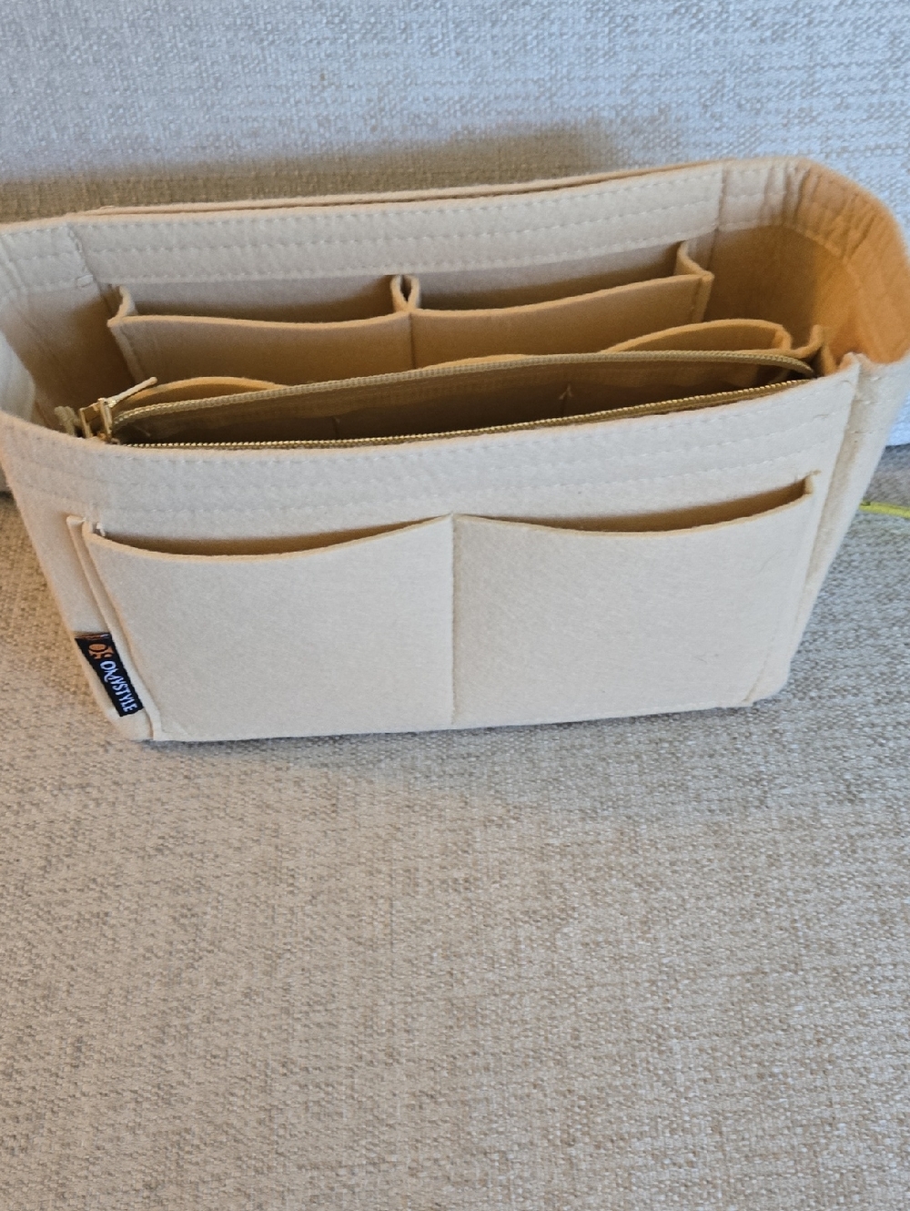 Felt Handbag Organizer Insert in Beige